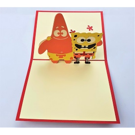 Handmade 3d Pop Up Birthday Card Spongebob Squarepants Patrick Star Animated Tv Cartoon Comic Kid Child Gift Wedding Anniversary,valentines